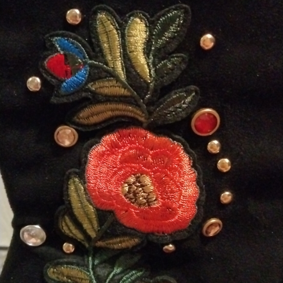 NIB MIDWAY LENGTH FAUX SUEDE BOOTS WITH EMBROIDERY IN BLACK SZ 39, 40 - Picture 6 of 10